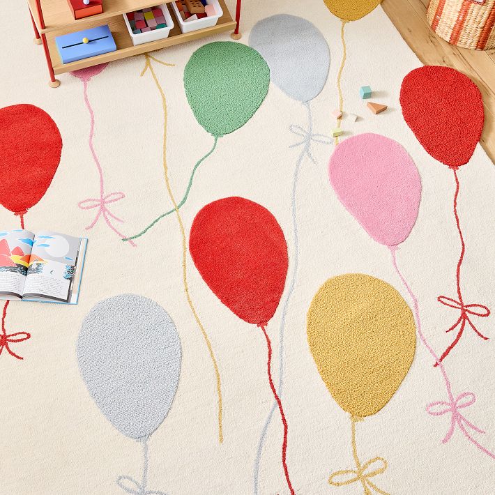 Pink Chicken Balloons Rug | West Elm