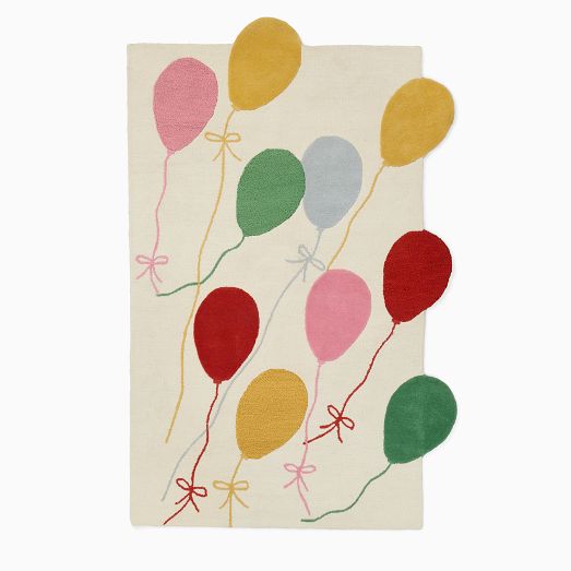 Pink Chicken Balloons Wool Rug by West Elm