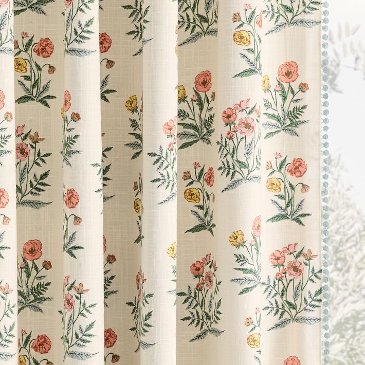 Pink Chicken Poppy Floral Blackout Curtain | West Elm