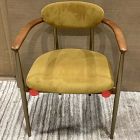 Open Box: Edison Dining Arm Chair - Performance Velvet Dijon, Cool Walnut, Champagne Bronze