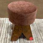 Open Box: Pierce &amp; Ward Swivel Vanity Stool - Performance Distressed Velvet Brick, Nutmeg