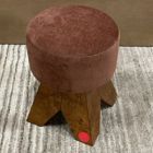Open Box: Pierce &amp; Ward Swivel Vanity Stool - Performance Distressed Velvet Brick, Nutmeg