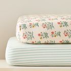 Pink Chicken Floral &amp; Stripe Crib Fitted Sheet Bundle