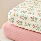 Pink Chicken Floral &amp; Stripe Crib Fitted Sheet Bundle