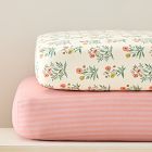 Pink Chicken Floral &amp; Stripe Crib Fitted Sheet Bundle