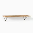 Linear Raw Mango Wood Wall Shelves with Prism Brackets