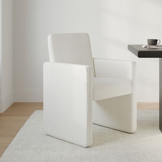 Lofted Boucle Upholstered Dining Arm Chair by West Elm