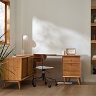 Mid-Century Modular L-Shaped Desk w/ File Cabinet &amp; Bookcase (70") - ADA