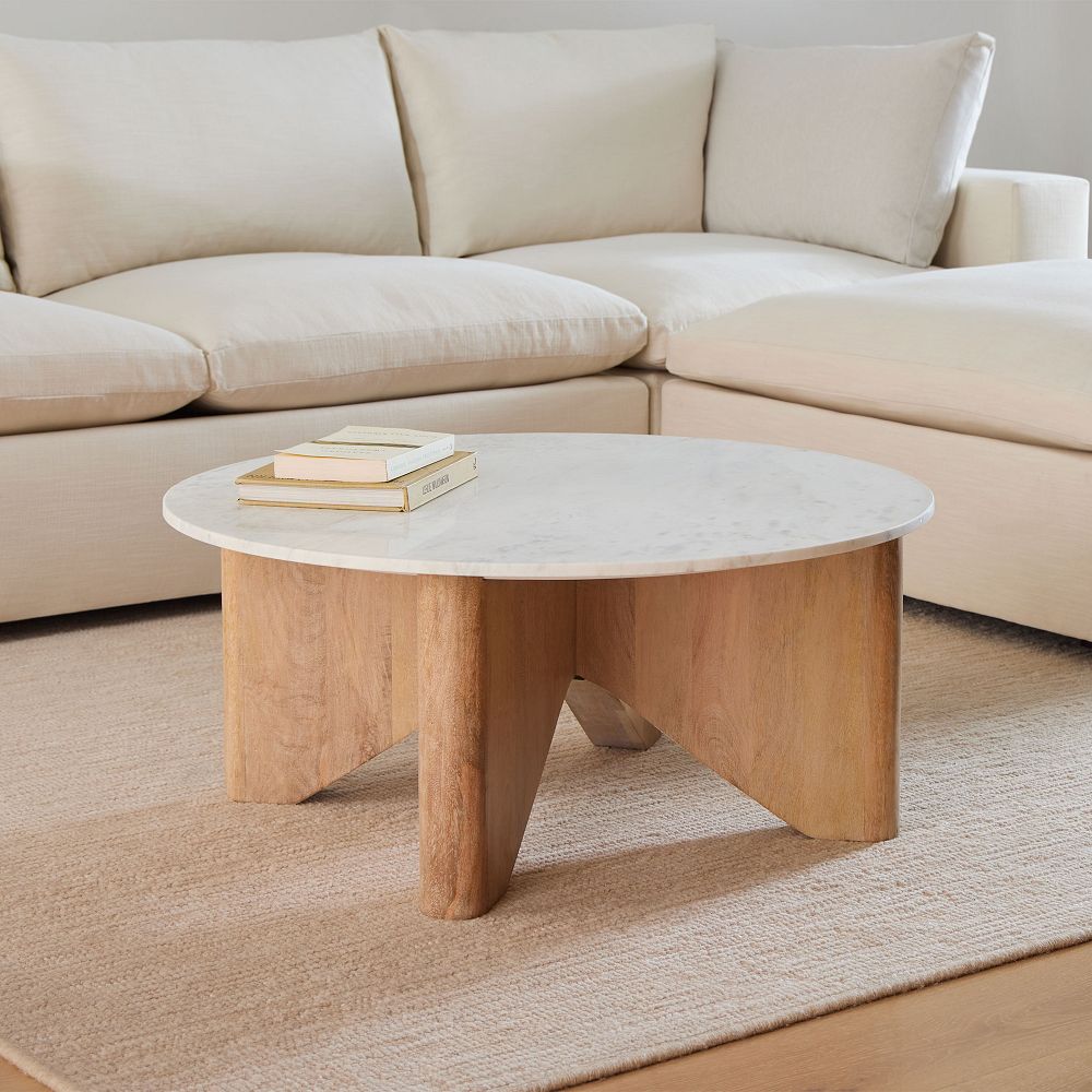 Maddox Solid Wood & Marble Coffee Table (36"-44") by West Elm