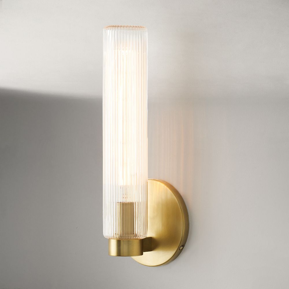 Weston Fluted Glass Indoor/Outdoor Sconce (16") - ADA by West Elm