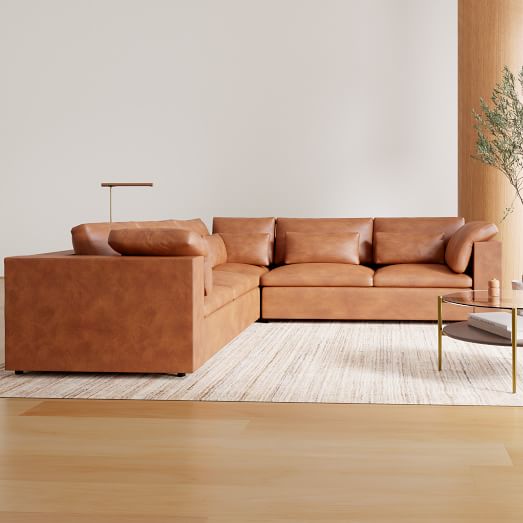 Harmony Modular Leather 3-Piece L-Shaped Sectional (122") by West Elm