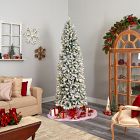 Pre-Lit Faux Slim Flocked Montreal Fir Christmas Tree (8')