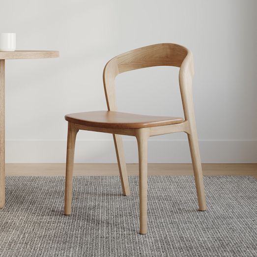 Scooped Ash Wood Leather Dining Chair (Set of 2) by West Elm