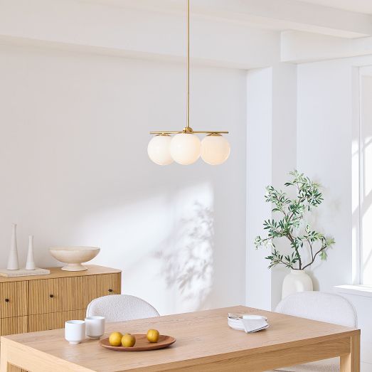 Sphere & Stem 3-Light Chandelier - Milk (20") by West Elm