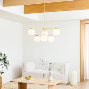 Sphere + Stem 6-Light Semi-Flush Mount Lighting - Brass | West Elm