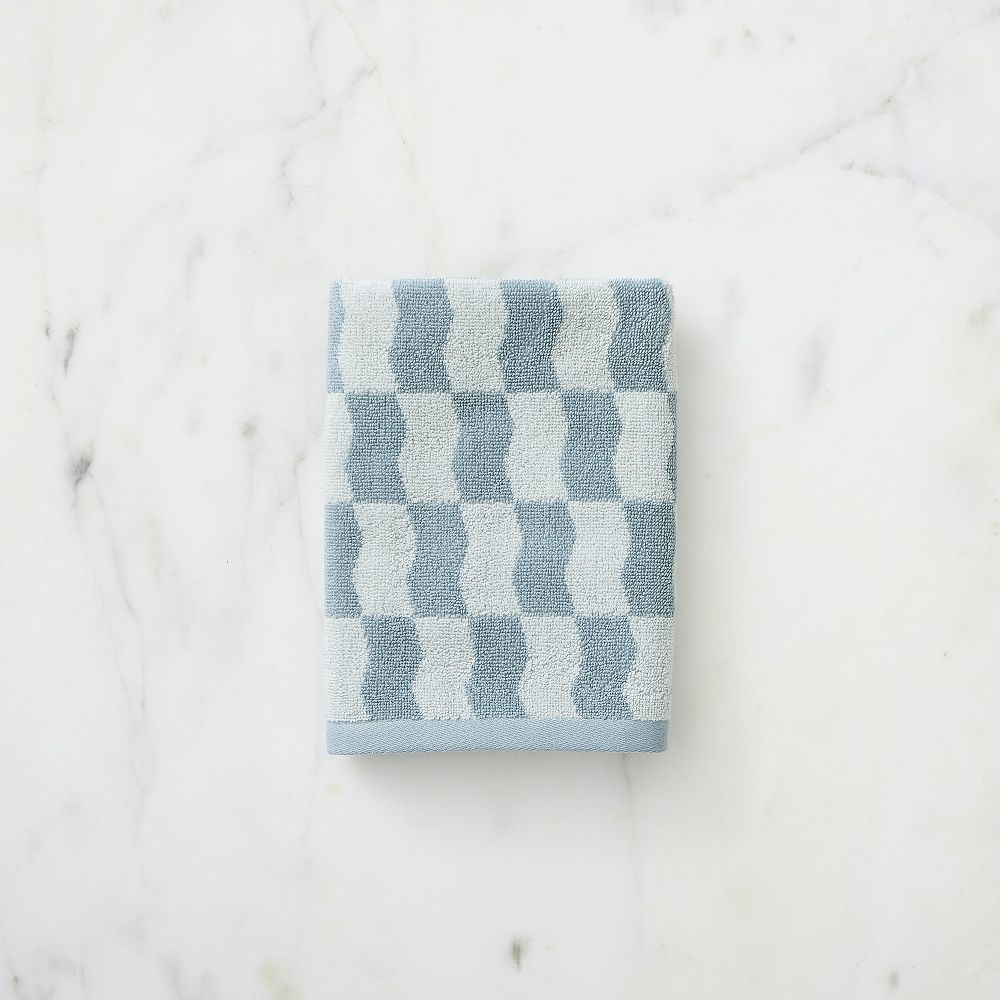 Wavy Blocks Towels - Freshwater Blue