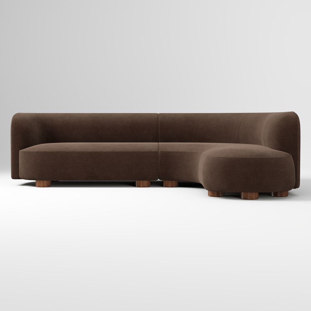 Laurent 2-Piece Wedge Chaise Sectional (111.5") - Performance Modern Chenille Espresso, Cool Walnut