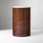 Open Box: Beaux Travertine &amp; Burl Wood Nightstand (14") - Hickory Burl