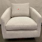 Open Box: Imogene Swivel Chair - Performance Cozy Boucle Stone, Dark Walnut