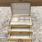 Open Box: Mid-Century Lacquer Jewelry Box, Grand (7.25"H) - Champagne