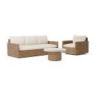 Westport Wicker Outdoor Slim Sofa, Swivel Chair &amp; Wicker Pedestal Coffee Table