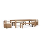 Telluride Outdoor Extendable Table (76"&ndash;106"), Benches (66") &amp; Swivel Dining Chairs Set