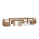 Telluride Outdoor Extendable Table (76"&ndash;106"), Benches (66") &amp; Swivel Dining Chairs Set