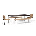 Ventura Aluminum Outdoor Dining Table (84"), Benches (66") &amp; Dining Chairs Set