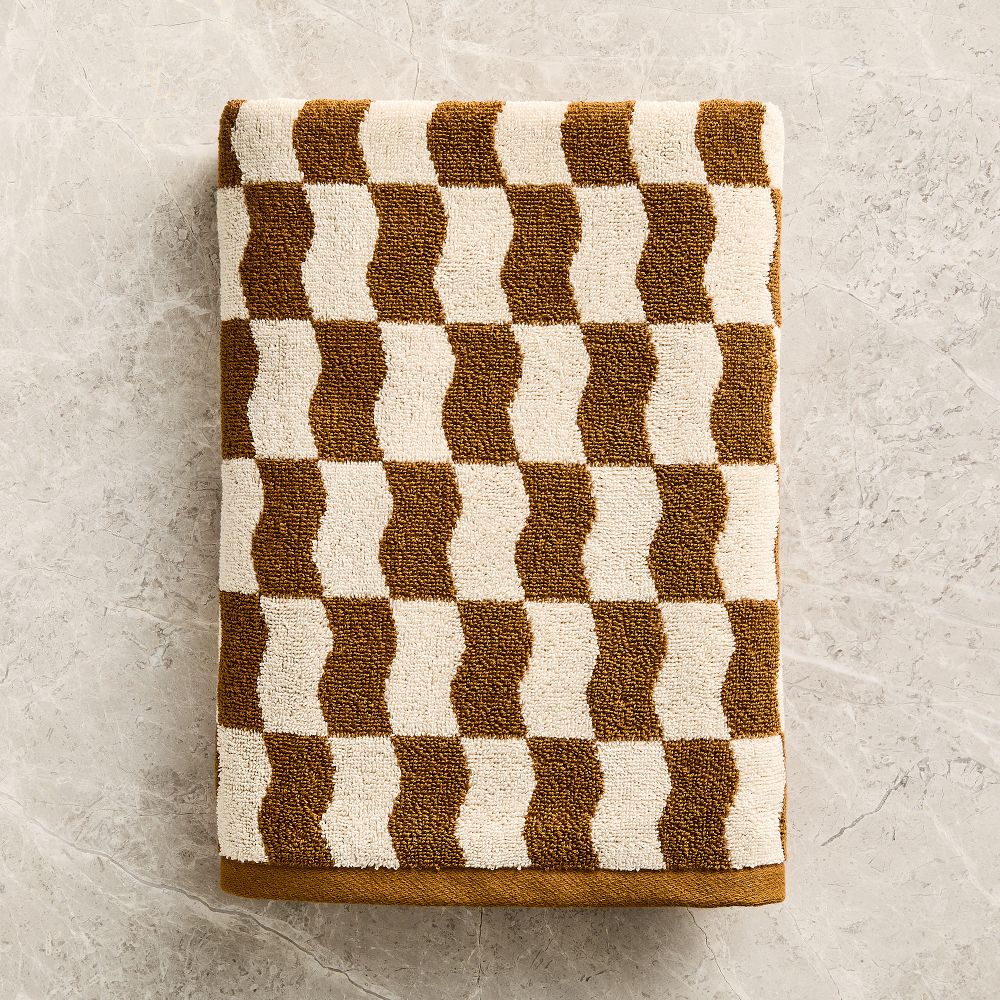 Wavy Blocks Towels - Cumin