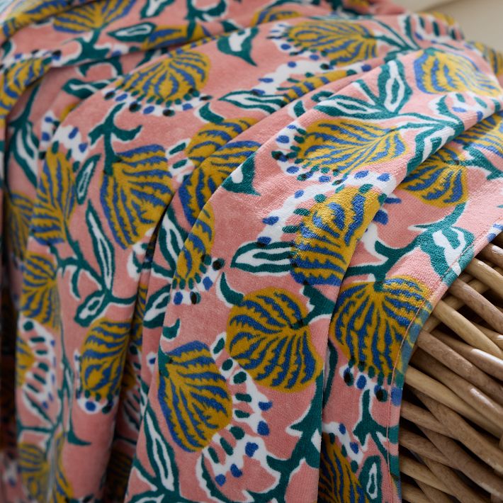 Vine Floral Beach Towel, 100% Cotton | West Elm