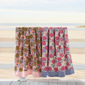 Vine Floral Beach Towel, 100% Cotton | West Elm