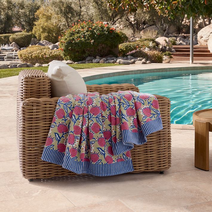 Vine Floral Beach Towel, 100% Cotton | West Elm