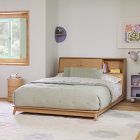 Mid-Century Headboard Storage Platform Bed