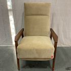 Open Box: Mid-Century Show Wood Recliner - Deluxe Velvet Camel, Pecan