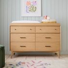 Mid-Century 6-Drawer Wide Dresser with Removable Topper (56")