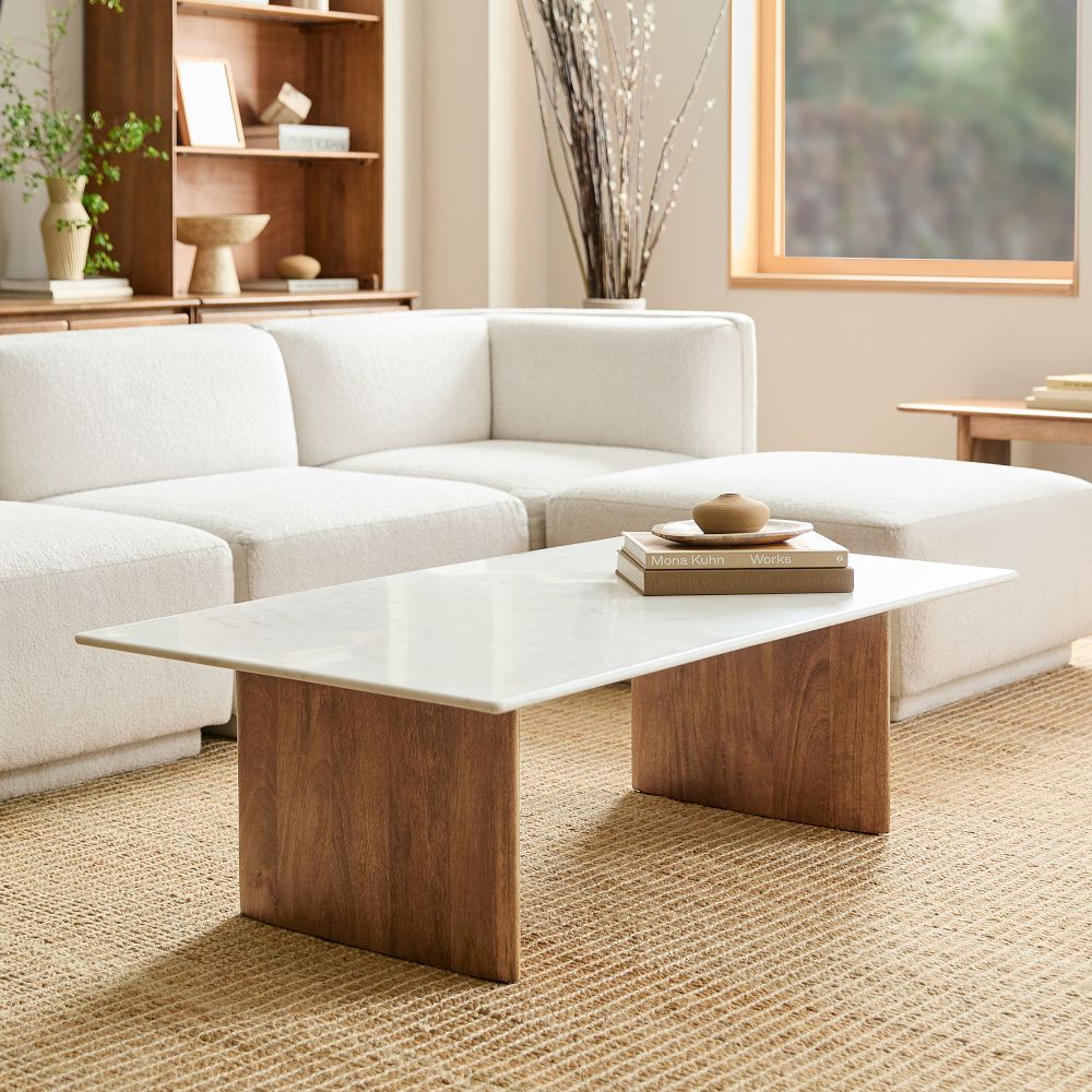 Anton Solid Wood & Marble Coffee Table (53") by West Elm