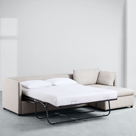 Shelter 2-Piece Sleeper Sectional w/ Storage Chaise (113") by West Elm