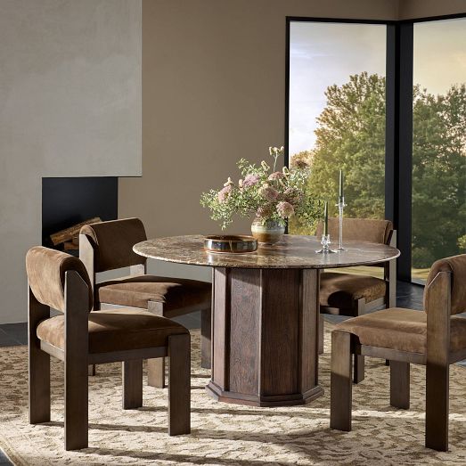 Solara Round Marble Dining Table (55") by West Elm