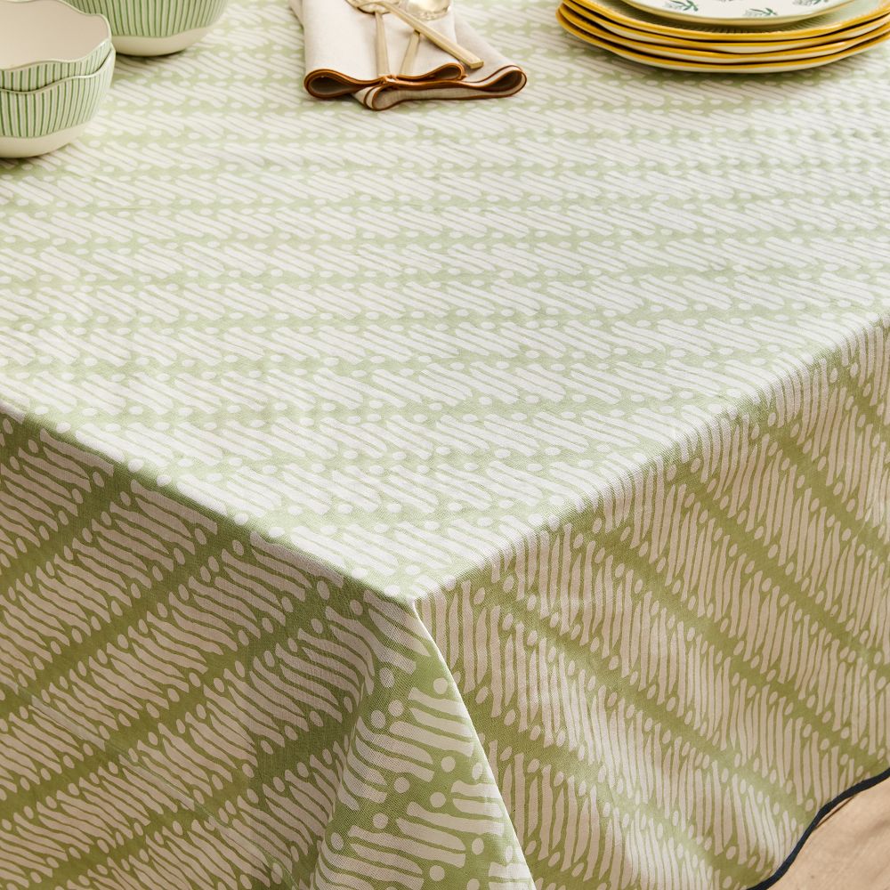 Batik Cotton Tablecloth - Fog Green