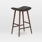 Open Box: Oak Wood Leather Saddle Bar Stool (26") - Warm Ash/Distressed Black