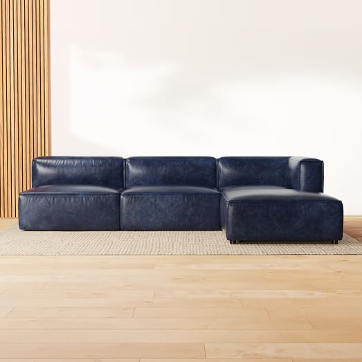 Remi Modular Leather 4-Piece Sectional (108") by West Elm