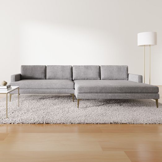 Andes 2-Piece Double Wide Chaise Sectional (117"-138") by West Elm