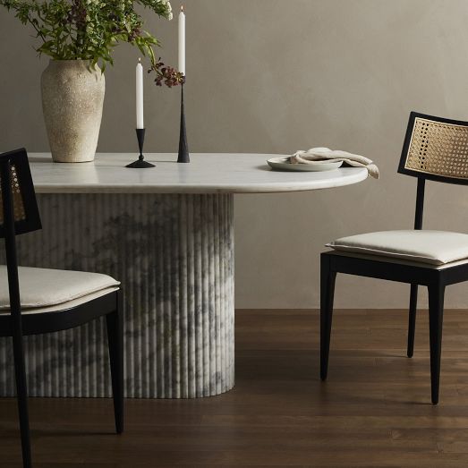 Claudelle Scalloped Marble Dining Table (74") by West Elm