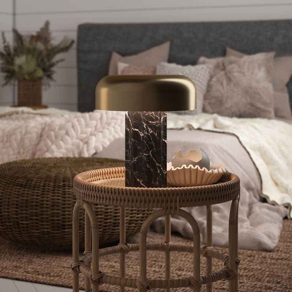 Shylah Cordless Fluted Marble Table Lamp (12") by West Elm