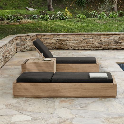 Outdoor Telluride Chaise Lounge, Chaise Lounge Pack, Crosshatch Weave, Gray/Slate, West Elm