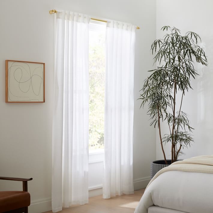 トップス Elm sheer ribbon set Sheer Crosshatch Curtain (Set of 2) | West Elm
