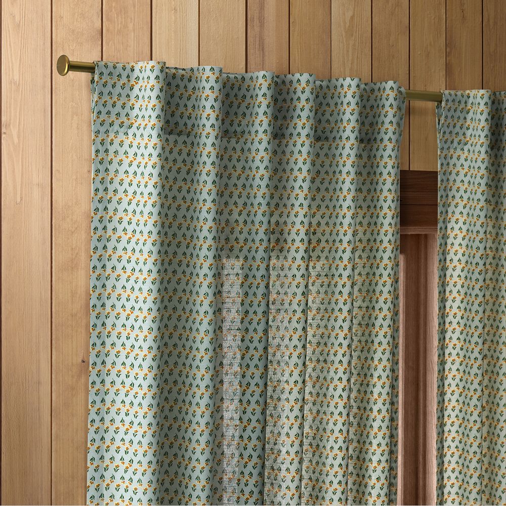 Emma Chamberlain Floral Curtain - 48x84 Blue, Set of 2