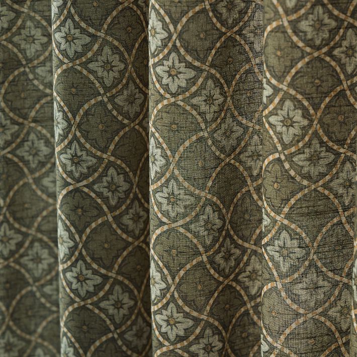 薄紫 ダイヤモンドパターン プリーツカーテン diamond-lattice-floral-curtain