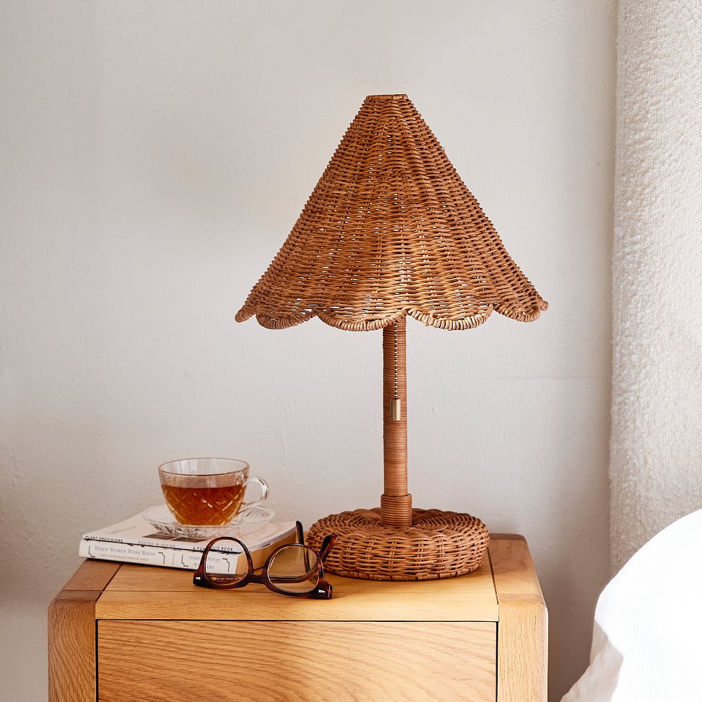Brigitte Rattan Mini Table Lamp (18") by West Elm