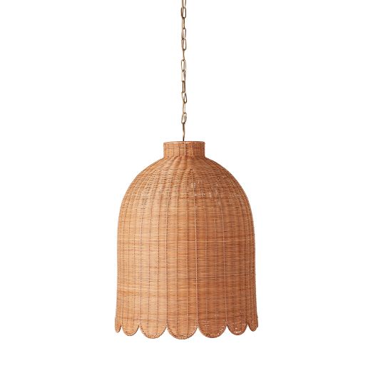 Brigitte Rattan Scallop Bell Pendant (20") by West Elm
